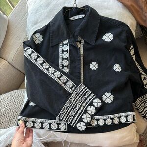 Zara cropped patterned button down
